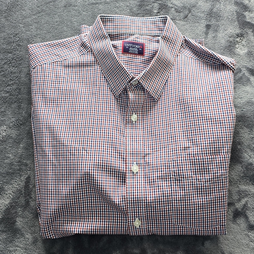 UNTUCKit Red And Blue Gingham Check Size XL